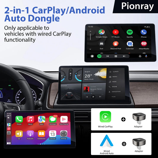 Pionray Adapter Bezprzewodowy CarPlay i Android Auto | USB-C, WiFi 5GHz, BT 5.0